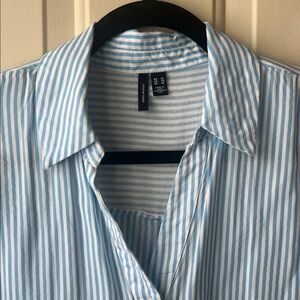 Vero Moda Light Blue and White Striped Button up